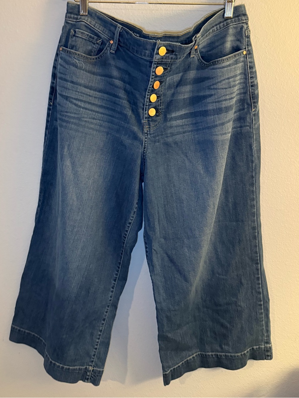a.n.a Wide-Leg Button-Fly Denim in Medium Blue
